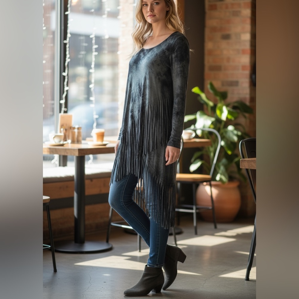 T Party | Tie Dye Fringe Tunic - NWT